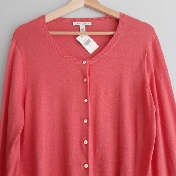 BANANA REPUBLIC NEW Silk Blend Cardigan Button Down Fine Knit Classic Pink Sz XL - Picture 3 of 9